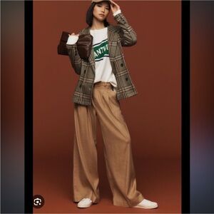 Anthropologie Maeve Pleat Front Relaxed Fit Pants XS Tan‎